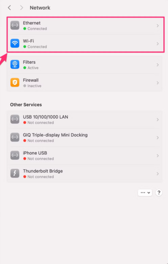 wifi setting on Mac for file transfer