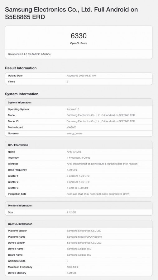 Samsung Exynos 1680 show in benchmarks before launch